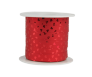 Krullint rood met metallic hartjes 10 meter