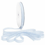 Geruit lint licht blauw 1.2 cm breed