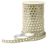 Krullint ster beige zilver print 10 meter