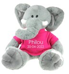 Geboorteknuffel olifant met naam en geboortedatum 