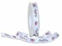 Satijn lint wit MR MRS 15 mm breed 5 meter