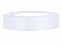 Satijn lint 15 mm breed wit 100 meter rol