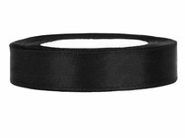 Satijn lint 15 mm breed zwart 100 meter rol