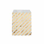 Papieren zakjes 10 x 15 cm wit met metallic gouden strepen 10 stuks