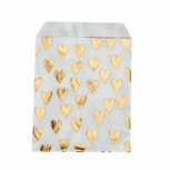 Papieren zakjes 13 x 18 cm wit met metallic gouden hartjes 10 stuks