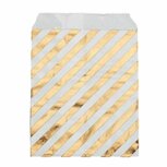 Papieren zakjes 16 x 24 cm wit met metallic gouden strepen 10 stuks