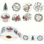 Ronde stickers kerst printjes merry christmas mix 10 stuks