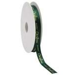 Satijn lint merry christmas donker groen 1 cm breed 20 meter rol