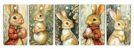 Label 7 x 4 cm paashaas vintage mix 10 stuks