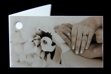 Kaartjes voor bedankjes handen bruidspaar sepia