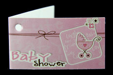 Kaartjes geboortebedankjes babyshower kinderwagen roze