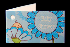 Kaartje babyshower bloem blauw
