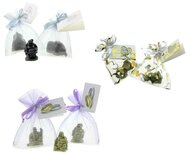 Huwelijksbedankjes organza zakje met lachende boeddha 3 cm