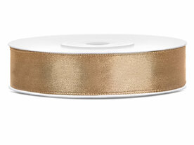 Satijn lint 12 mm breed licht bruin