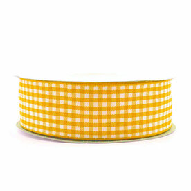 Geruit lint geel 2.5 cm breed