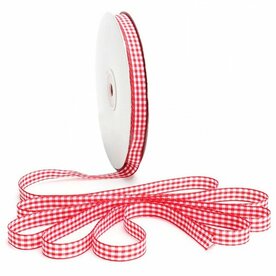Geruit lint rood 1.2 cm breed