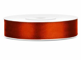 Satijn lint 12 mm breed roestbruin