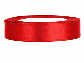 Satijn lint 15 mm breed rood 100 meter rol