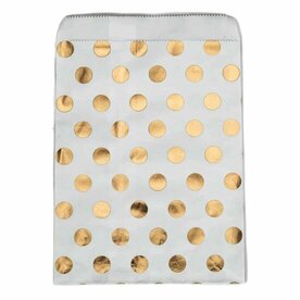 Papieren zakjes 16 x 24 cm wit met metallic gouden stippen 10 stuks