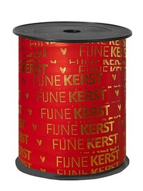 Krullint fijne kerst rood goud 10 meter