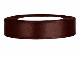 Satijn lint 15 mm breed bruin 100 meter rol