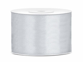 Zilver satijn lint 5 cm breed