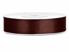 Satijn lint 12 mm breed bruin 