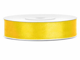 Satijn lint 12 mm breed geel 