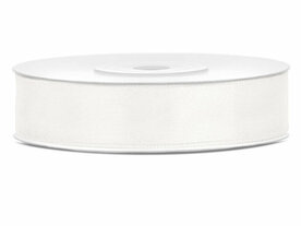 Satijn lint 12 mm breed ivoor 