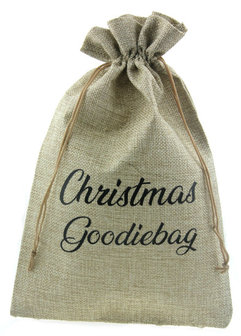 Jute look zakje 20 x 30 cm Christmas goodiebag zwart