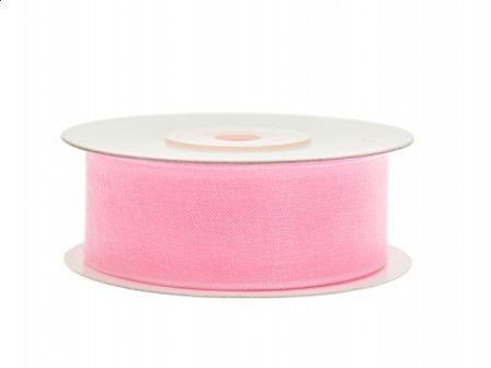 Organza lint 25 mm roze