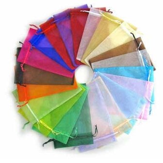 100 organza zakjes 7.5 x 10 cm mix kleuren