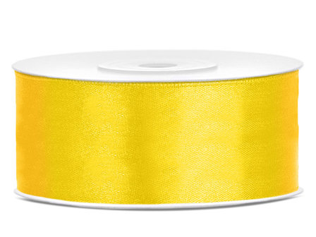 Satijn lint 25 mm geel