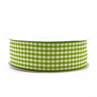 Geruit lint groen 2.5 cm breed