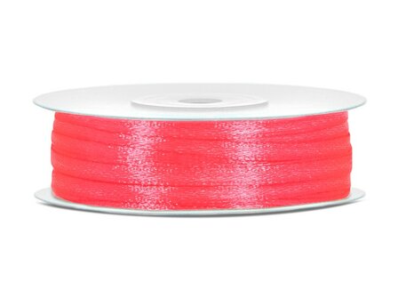 Satijn lint 3 mm neon fuchsia 91 meter rol