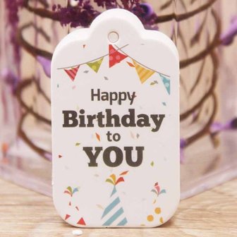 Label wit happy birthday to you 3 x 5 cm 10 stuks