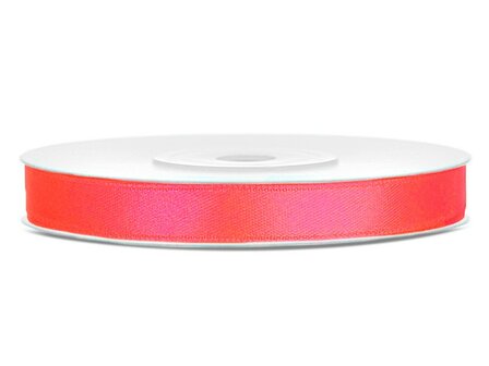 Satijn lint 6 mm neon fuchsia