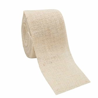 Jute lint creme 7 cm breed 7 meter rol 