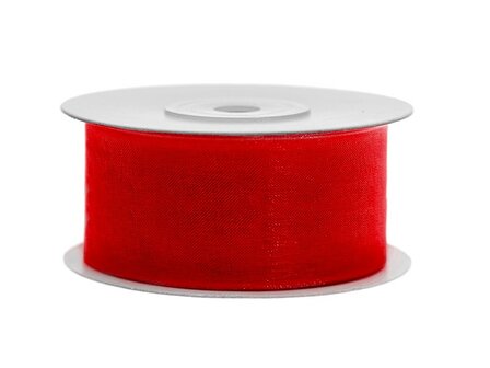 Organza lint 38 mm rood 32 meter rol