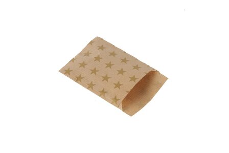 Kraft zakjes 7 x 9 cm goud ster print 10 stuks