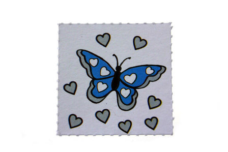 10 labels Geboortebedankjes vlinder aqua