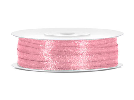 Satijn lint 3 mm breed roze 91 meter rol