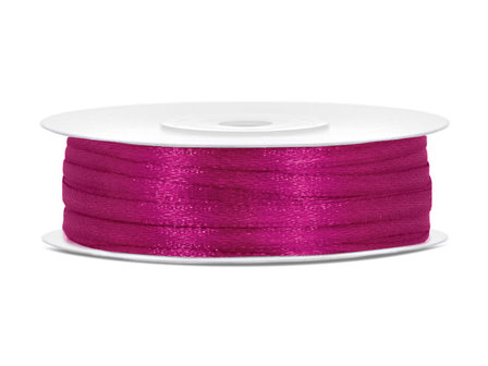 Satijn lint 3 mm breed donker fuchsia 91 meter rol