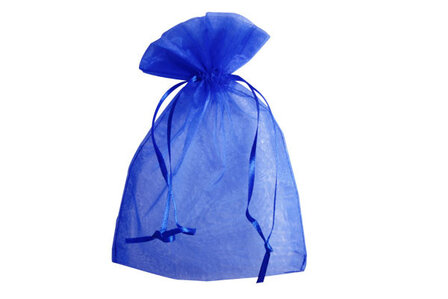 Organza zakje 7,5 x 10 cm blauw