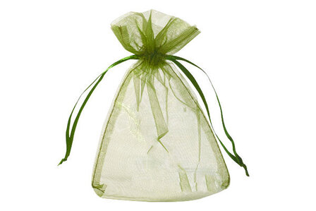 Organza zakje 7,5 x 10 cm Olijf groen