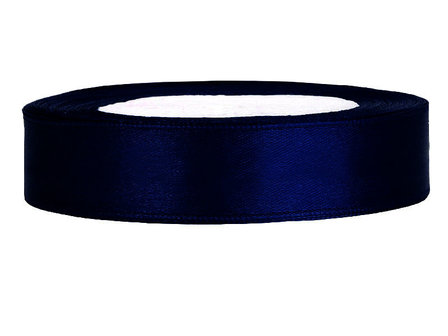 Donker blauw satijn lint 1 cm breed