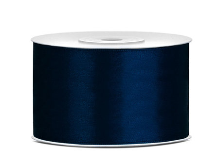 Donker blauw satijn lint 38 mm breed