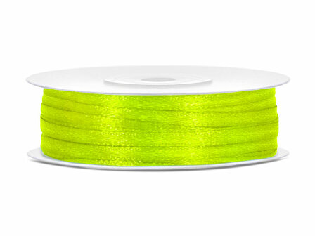 Neon groen satijn lint 3 mm breed