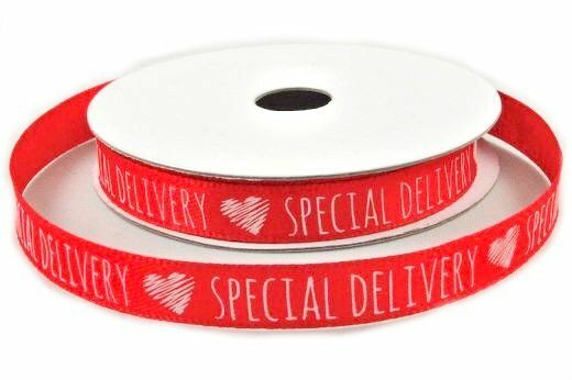 Satijn lint rood special delivery 1 cm breed