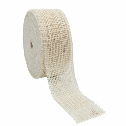 Jute lint creme 5 cm breed 20 meter rol extra kwaliteit